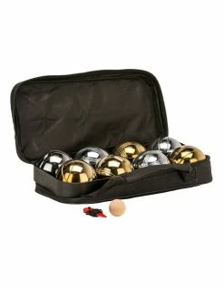 Jenjo Deluxe 8 Metal Bowls Bocce/Petanque Game Set Gold & Silver