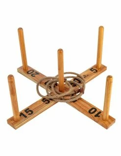 Jenjo Giant Wooden Rope Ring Toss Quoits Outdoor Game Set