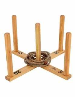 Jenjo Mega Quoits Wooden Rope Ring Toss Outdoor Game Set 100cm Wide Including 4 Rings