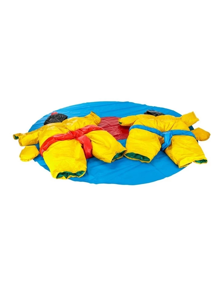 Jenjo Two PVC and Fabric Adult Sumo Suits with Helmets Gloves w/ 291cm Mat 1 Jenjo Two PVC and Fabric Adult Sumo Suits with Helmets Gloves w/ 291cm Mat