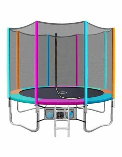 My Plaza 12FT Trampoline Round Trampolines Kids Enclosure Safety Net Pad Outdoor Multi-coloured Flat