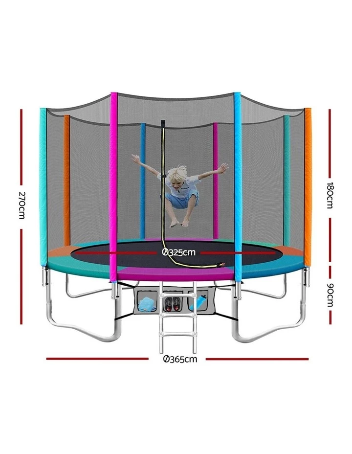 My Plaza 12FT Trampoline Round Trampolines Kids Enclosure Safety Net Pad Outdoor Multi-coloured Flat 2 My Plaza 12FT Trampoline Round Trampolines Kids Enclosure Safety Net Pad Outdoor Multi-coloured Flat - Image 2