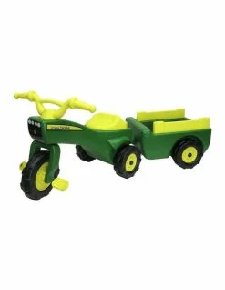 John Deere Ride On Pedal Trike Tractor & Pull Wagon Kids Children Toy Tricycle