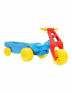 Avoca ATV Push Kick Trike w/ Trailer Junior/Toddler 1-3y Ride-On Toy Blue/Red