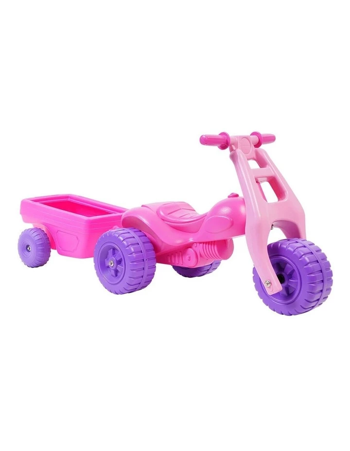 Avoca ATV Push Kick Trike w/ Trailer Junior/Toddler/Kids 1-3y Ride-On Toy Pink 1 Avoca ATV Push Kick Trike w/ Trailer Junior/Toddler/Kids 1-3y Ride-On Toy Pink