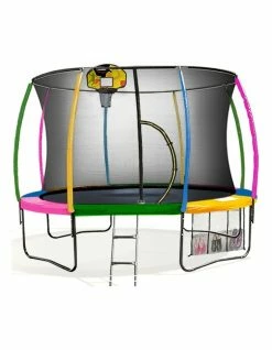 Kahuna 10ft Round Trampoline Safety Net Spring Pad Cover Mat Free Ladder Basketball Set