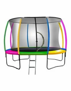 Kahuna Rainbow 12ft Trampoline With Mat Pad Net Ladder- Rainbow