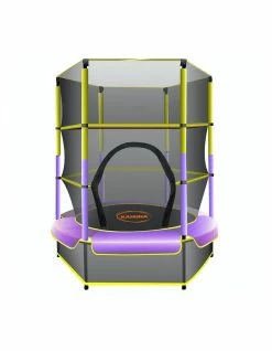 Kahuna 4.5ft Trampoline Round Free Safety Net Spring Pad Cover Mat Outdoor Yellow Purple