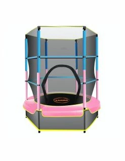 Kahuna 4.5ft Trampoline Round Free Safety Net Spring Pad Cover Mat Outdoor Blue Pink