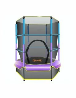 Kahuna 4.5ft Trampoline Round Free Safety Net Spring Pad Cover Mat Outdoor Blue Purple