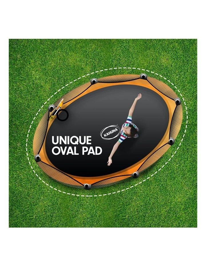 Kahuna Trampoline 8 Ft X 14ft Oval Outdoor With Mat Pad Net Ladder- Orange 3 Kahuna Trampoline 8 Ft X 14ft Oval Outdoor With Mat Pad Net Ladder- Orange - Image 3