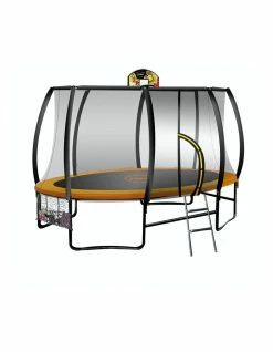 Kahuna 14ft X 8ft Trampoline Free Safety Net Spring Pad Cover Mat Ladder Basketball Set- Orange