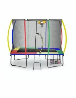 Kahuna Trampoline 6 Ft X 9 Ft Rectangular Outdoor With Mat Pad Net- Rainbow
