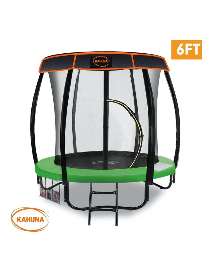 Kahuna 6ft Trampoline with Roof Cover Pad Mat Net Ladder Outdoor Round Green 2 Kahuna 6ft Trampoline with Roof Cover Pad Mat Net Ladder Outdoor Round Green - Image 2