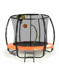 Kahuna Trampoline With Safety Net Spring Pad Cover Mat Free Ladder Basketball Set 6ft Orange/Black