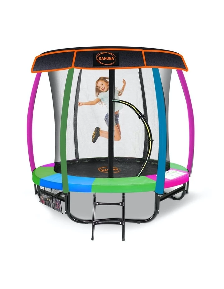 Kahuna 6ft Trampoline Free Safety Net Spring Pad Roof Cover Mat Basketball Set- Rainbow 1 Kahuna 6ft Trampoline Free Safety Net Spring Pad Roof Cover Mat Basketball Set- Rainbow