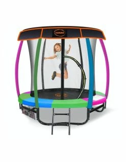 Kahuna 6ft Trampoline Free Safety Net Spring Pad Roof Cover Mat Rainbow