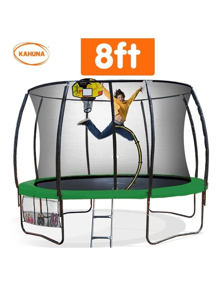 Kahuna 8ft Net Spring Pad Basketball Green Trampoline Set 2 Kahuna 8ft Net Spring Pad Basketball Green Trampoline Set - Image 2