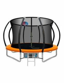 Everfit 10FT Trampoline Round Trampolines With Basketball Hoop Kids Present Gift Enclosure Safety Net Pad Outdoor Orange