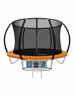 Everfit 8FT Trampoline Round Trampolines Kids Present Gift Enclosure Safety Net Pad Outdoor Orange