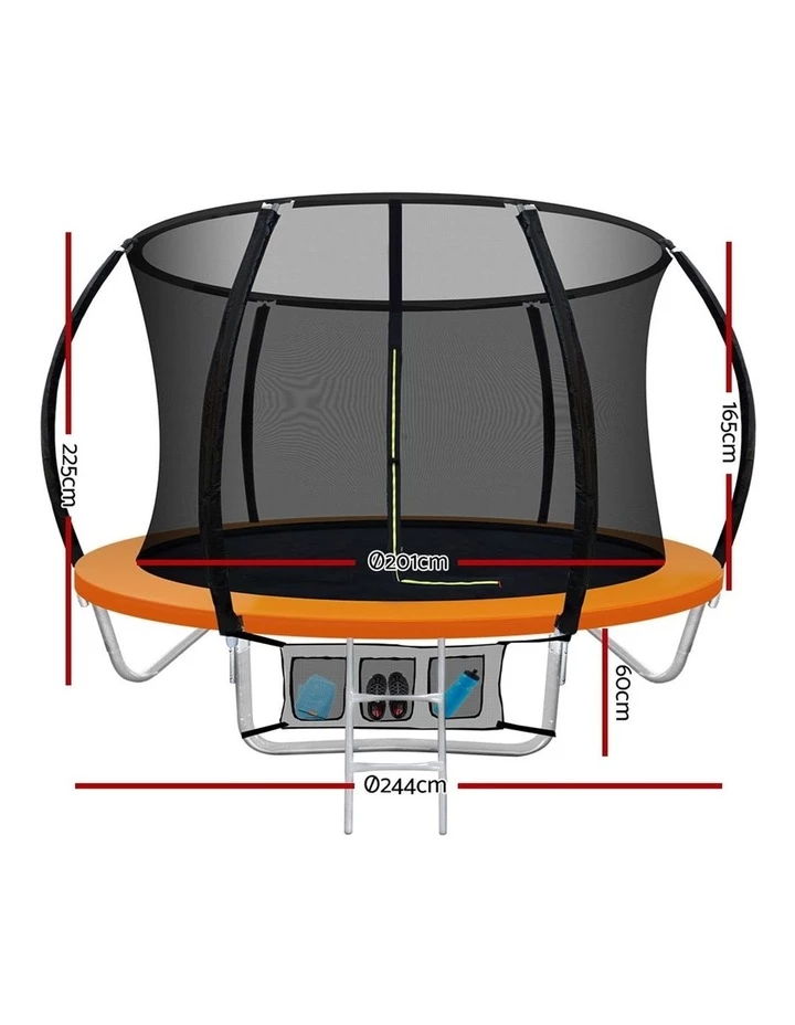 Everfit 8FT Trampoline Round Trampolines Kids Present Gift Enclosure Safety Net Pad Outdoor Orange 2 Everfit 8FT Trampoline Round Trampolines Kids Present Gift Enclosure Safety Net Pad Outdoor Orange - Image 2