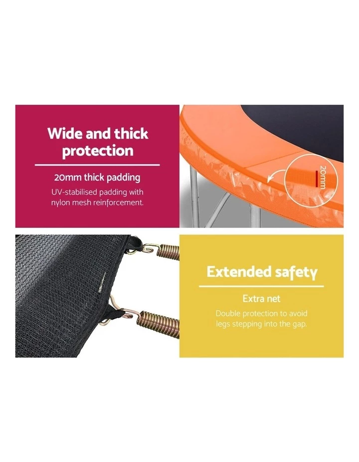 Everfit 8FT Trampoline Round Trampolines Kids Present Gift Enclosure Safety Net Pad Outdoor Orange 5 Everfit 8FT Trampoline Round Trampolines Kids Present Gift Enclosure Safety Net Pad Outdoor Orange - Image 5