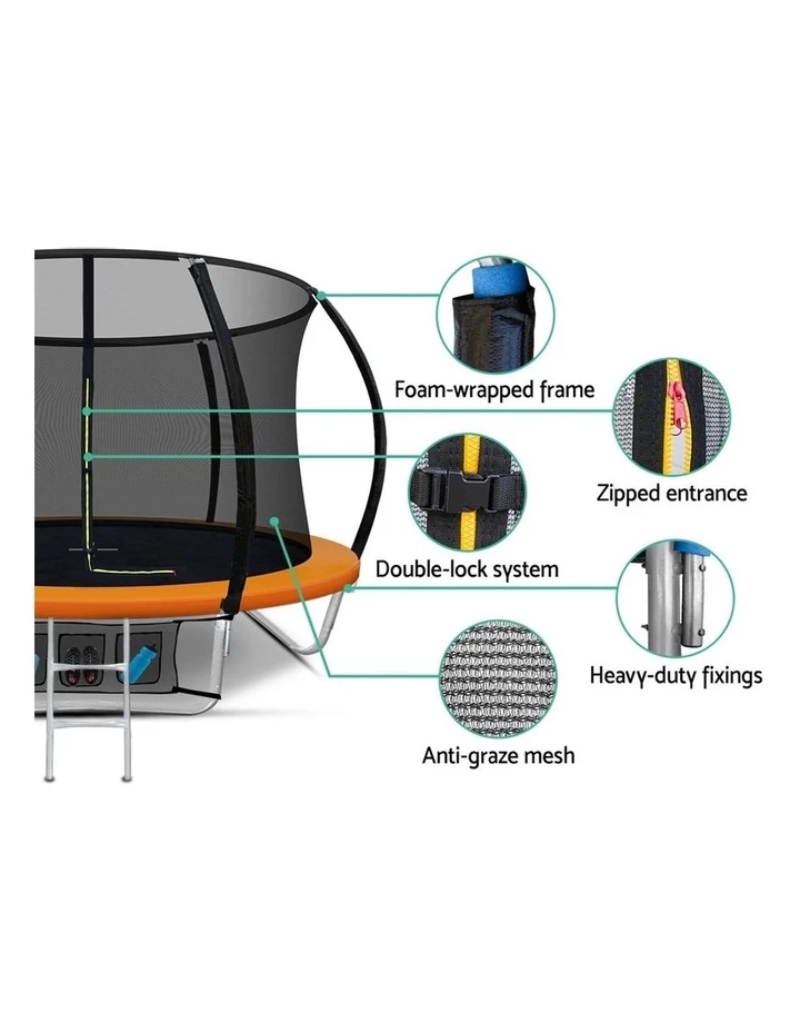 Everfit 8FT Trampoline Round Trampolines Kids Present Gift Enclosure Safety Net Pad Outdoor Orange 7 Everfit 8FT Trampoline Round Trampolines Kids Present Gift Enclosure Safety Net Pad Outdoor Orange - Image 7