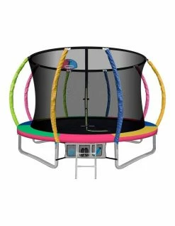 Everfit 10FT Trampoline Round Trampolines With Basketball Hoop Kids Present Gift Enclosure Safety Net Pad Outdoor Multi-coloured