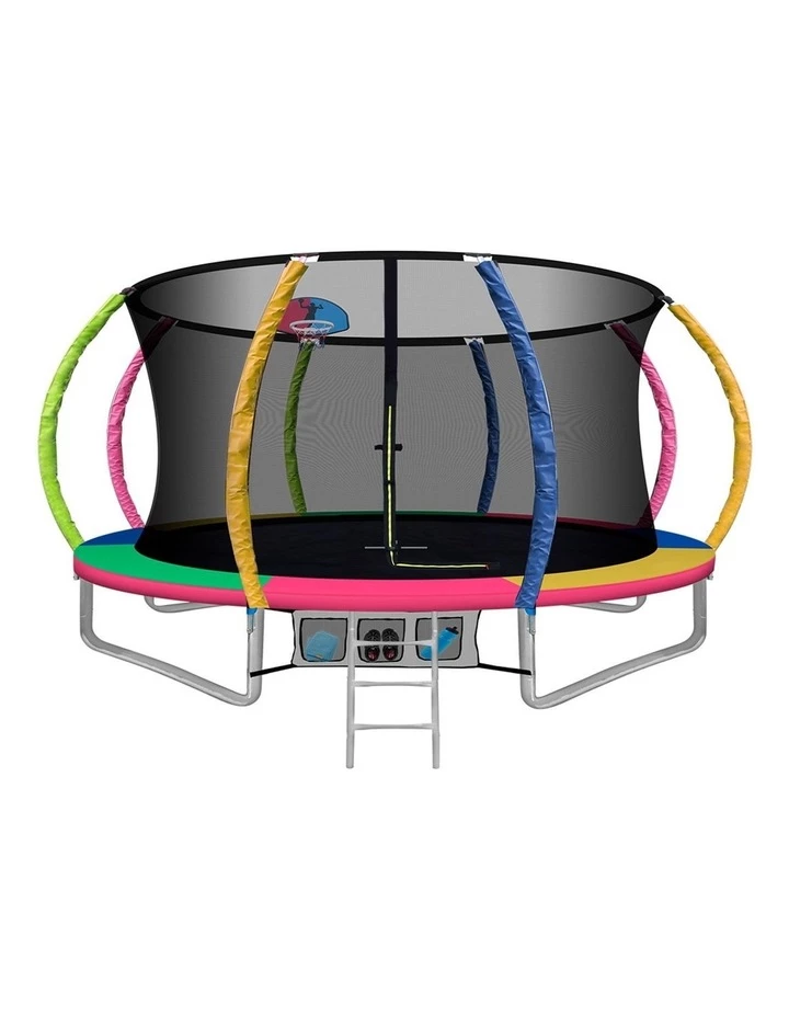 Everfit 12FT Trampoline Round Trampolines With Basketball Hoop Kids Present Gift Enclosure Safety Net Pad Outdoor Multi-coloured 1 Everfit 12FT Trampoline Round Trampolines With Basketball Hoop Kids Present Gift Enclosure Safety Net Pad Outdoor Multi-coloured