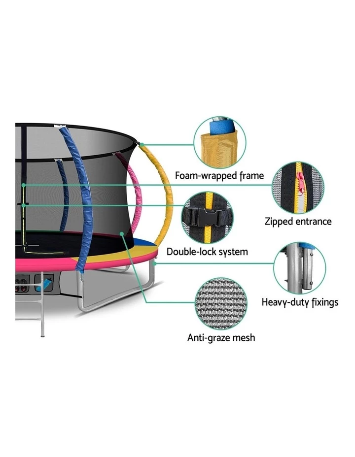 Everfit 12FT Trampoline Round Trampolines With Basketball Hoop Kids Present Gift Enclosure Safety Net Pad Outdoor Multi-coloured 7 Everfit 12FT Trampoline Round Trampolines With Basketball Hoop Kids Present Gift Enclosure Safety Net Pad Outdoor Multi-coloured - Image 7