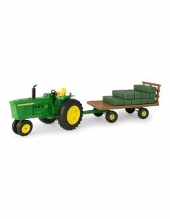 John Deere 40pc Big Farm 53cm 1:16 Tractor Toy w/Wagon/Bales Kids Light Sound