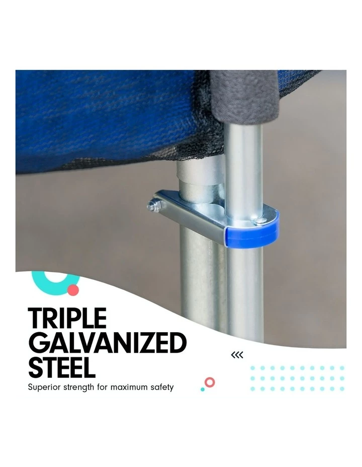 Kahuna 16ft Round Trampoline with Net, Pad, Mat, Ladder and Basketball Set Blue 5 Kahuna 16ft Round Trampoline with Net, Pad, Mat, Ladder and Basketball Set Blue - Image 5