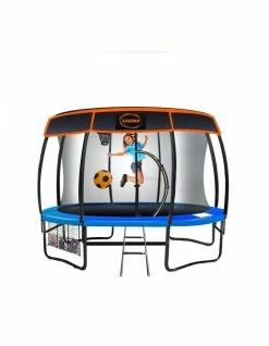 Kahuna Trampoline 10ft Free Safety Net Spring Pad Roof Mat Ladder Basketball - Blue