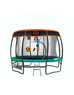 Kahuna Trampoline 10ft Free Safety Net Spring Pad Roof Mat Ladder Basketball - Green