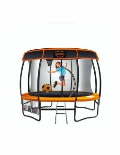 Kahuna 10ft Trampoline Free Safety Net Spring Pad Cover Mat Roof Basketball Set Orange/Blue