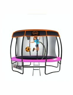 Kahuna 10ft Trampoline Free Safety Net Spring Pad Roof Mat Ladder Basketball - Pink