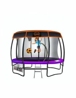 Kahuna 14ft Trampoline Free Safety Net Spring Pad Cover Mat Roof Basketball Set Purple