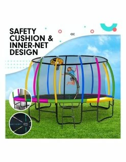 Kahuna Trampoline 14ft with Basketball Set Mat Pad- Rainbow -Lifespan Kids shop 853941970 3 720x928