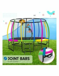 Kahuna Trampoline 14ft with Basketball Set Mat Pad- Rainbow -Lifespan Kids shop 853941970 4 720x928