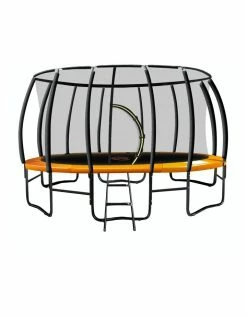 Kahuna 16ft Trampoline Kahuna Jumper Outdoor Round Pad Mat Net Ladder Orange
