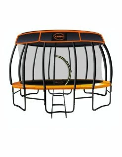 Kahuna 16ft Trampoline Kahuna Jumper Outdoor Round Pad Mat Net Ladder Roof Orange