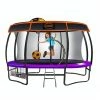 Kahuna 16ft Trampoline Safety Net Spring Pad Cover Mat Roof Shoe Bag Basketball Set- Purple