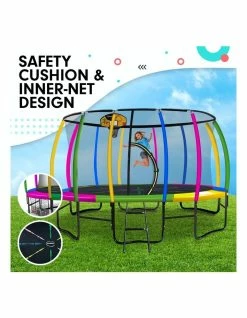 Kahuna 16ft Round Spring Trampoline Free Safety Net Pad Cover Mat Ladder Basketball Set- Rainbow 10 Kahuna 16ft Round Spring Trampoline Free Safety Net Pad Cover Mat Ladder Basketball Set- Rainbow -Lifespan Kids shop 853943860 4 720x928
