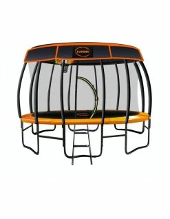 Kahuna Trampoline 12ft Free Safety Net Spring Pad Roof Mat Ladder Basketball - Orange