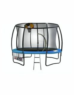 Kahuna 12ft Round Trampoline Safety Net Spring Pad Cover Mat Free Ladder Basketball Set Blue