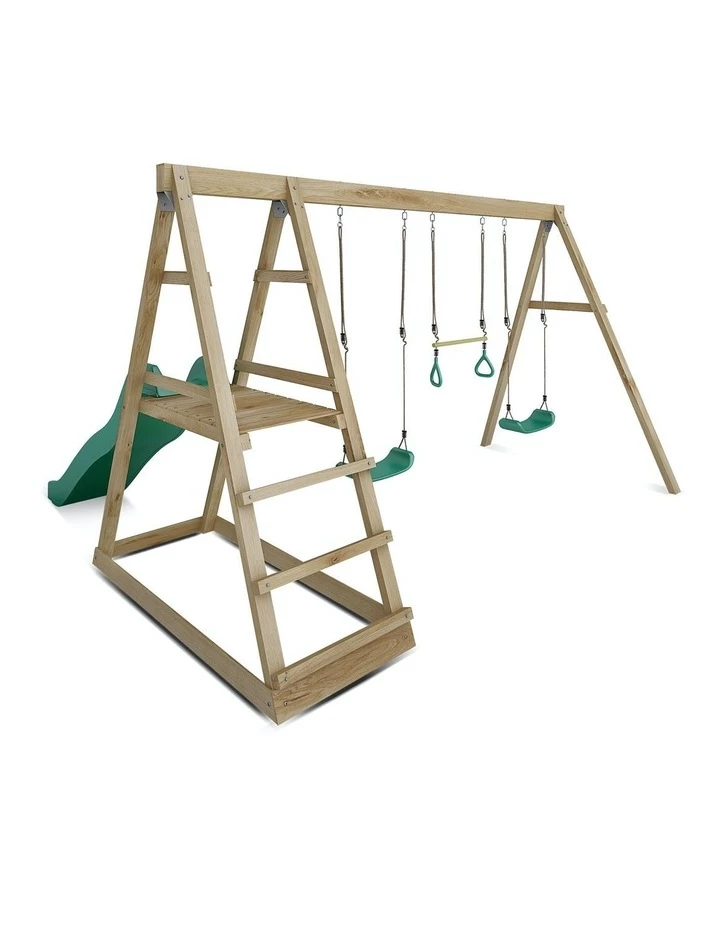 Lifespan Kids Winston 3-Station Timber Swing Set With Slide 4 Lifespan Kids Winston 3-Station Timber Swing Set With Slide - Image 4