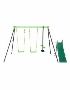 Lifespan Kids Hurley 2 Metal Swing Set w/ Slide Green/Black