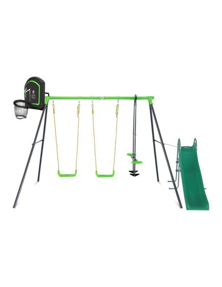 Lifespan Kids Hurley 2 Swing Set w/ Slide & Hoop Green/Black 1 Lifespan Kids Hurley 2 Swing Set w/ Slide & Hoop Green/Black