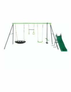 Lifespan Kids Lynx 4 Station Swing Set w/ Slide Green/Black