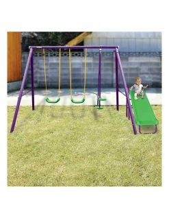 Kahuna Swing Set 4-Seater With Tandem Swing And Slide Purple/Green -Lifespan Kids shop 888988870 3 720x928